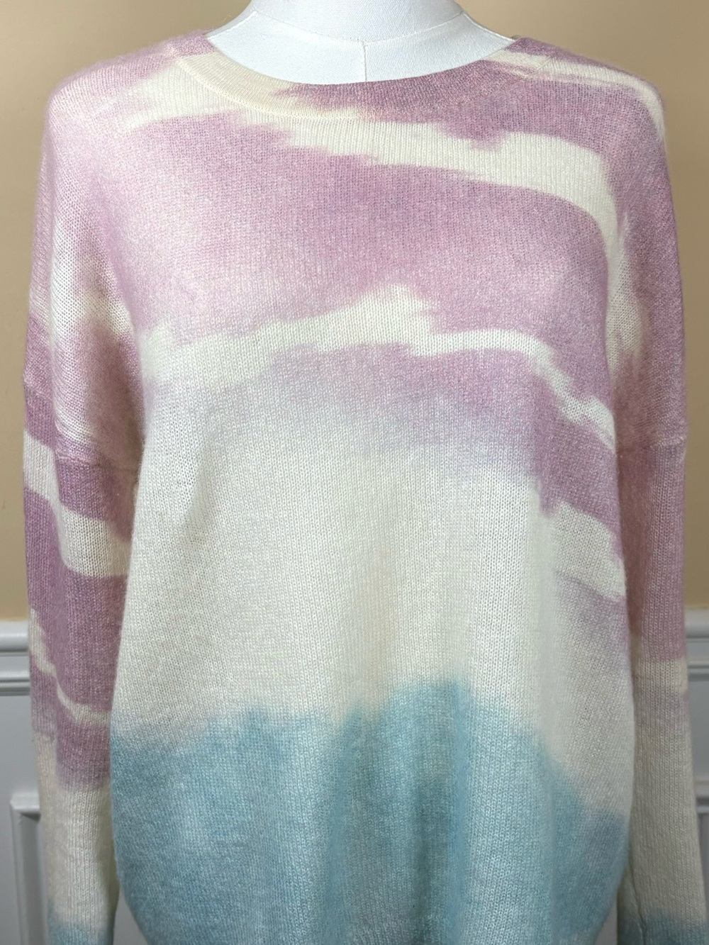 🩷 FILORO 100% Cashmere Watercolor Tie-Dye Sweater M ☁️